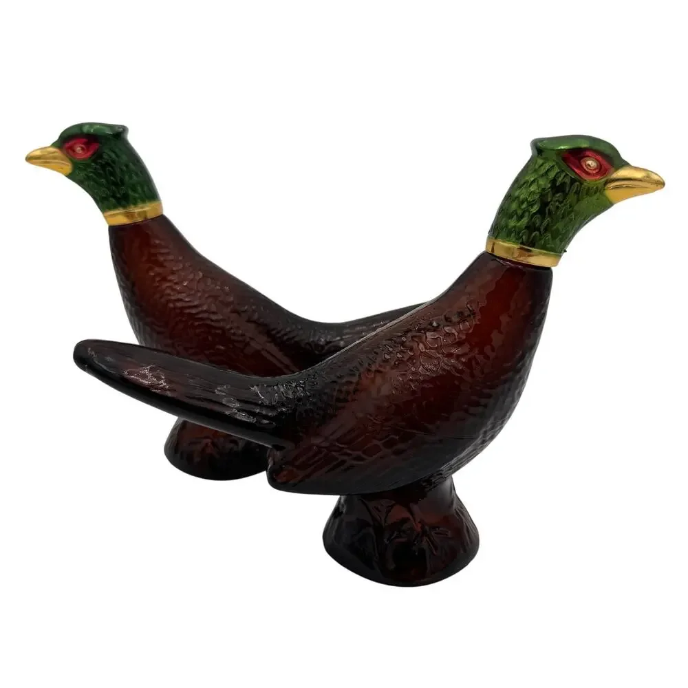 Set of 2 Vintage Avon Pheasant Aftershave Glass Bottles